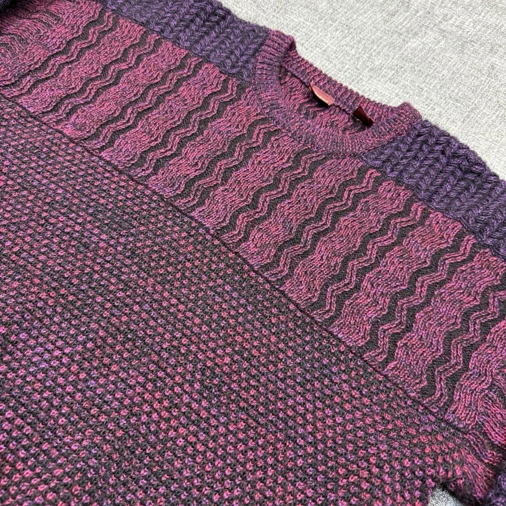 Bachrach Sweater Mens M Purple Pink‎ Textured Knit Grandpa Vintage 90s Wool